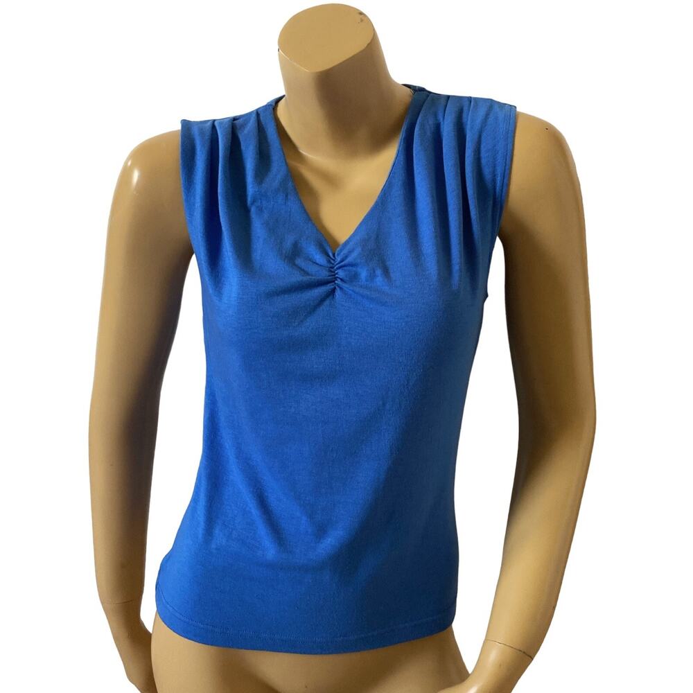 NO BOUNDARIES Womens Size Jr Medium Blue Vintage Y2K V Neck Crop Tank Top Shirt